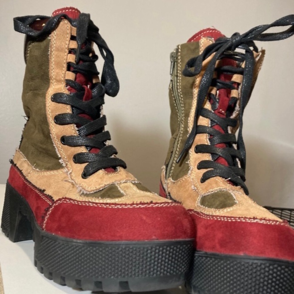 Colorblock Patchwork Chunky Platform Boots - image 2